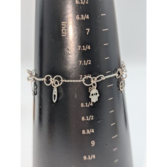 Marked 925 Mex Lucky Charm Silver Tone Bracelet - Picture 8 of 8